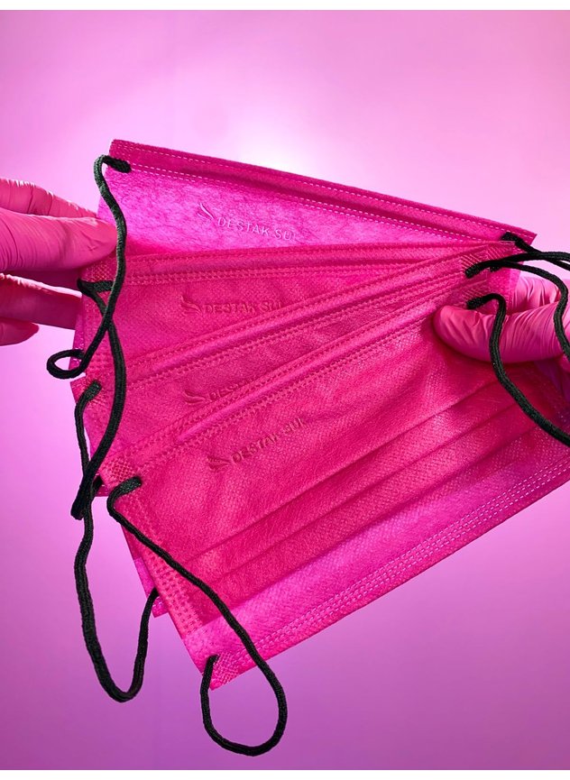 Máscara Descartável Pink com Elástico Preto Destak com 50 Unidades