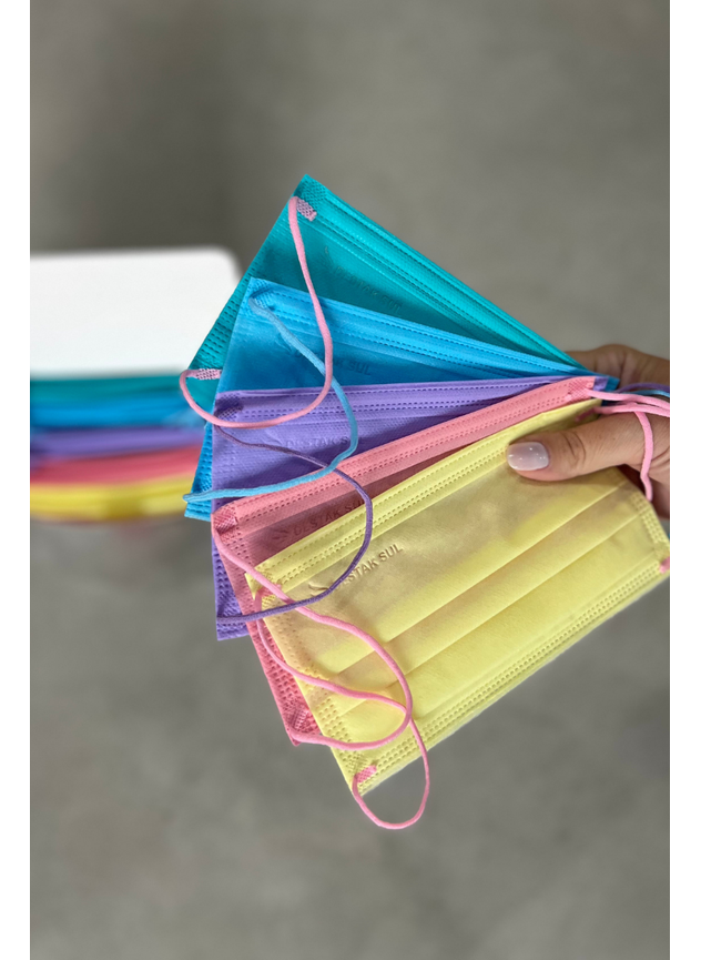 Máscara Descartável Caixa Sortida Candy Colors Destak com 50 Unidades